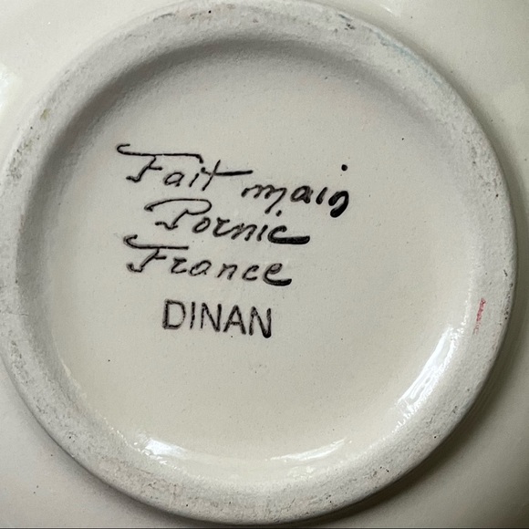 Set of 2 FAIENCERIE DE PORNIC France ~ BRETAGNE Hand Painted Bowl and Plate - Picture 4 of 8